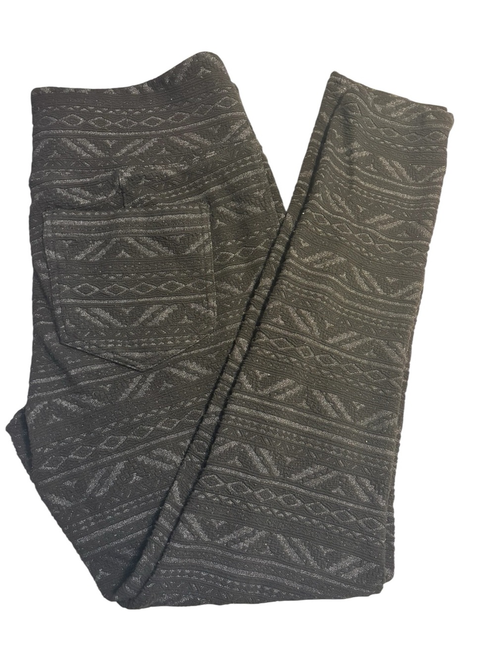 Mudd 24/7 Leggings XL Black Aztec Textured Boho FLX Stretch High Rise Y2K vibe